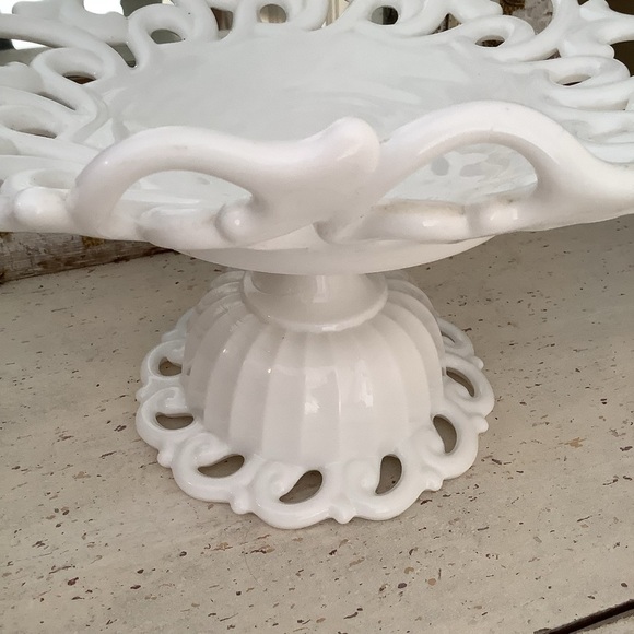 Vintage White Milk Glass Compote Stand - Picture 7 of 9